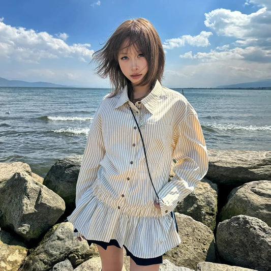 Ensemble deux pièces style coréen chic Dollette chemise à carreaux et jupe trapèze ensemble deux pièces japonais Fairycore pour femmes costumes E-girls