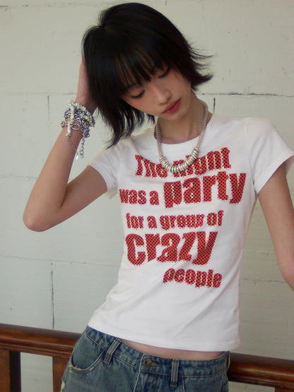 Chic Dollette Print Buchstaben Damen T-Shirt Kurzarm Sommer Oberteil 2000er Kleidung Grafik T-Shirts Weibliche Koreanische Mode Streetwear