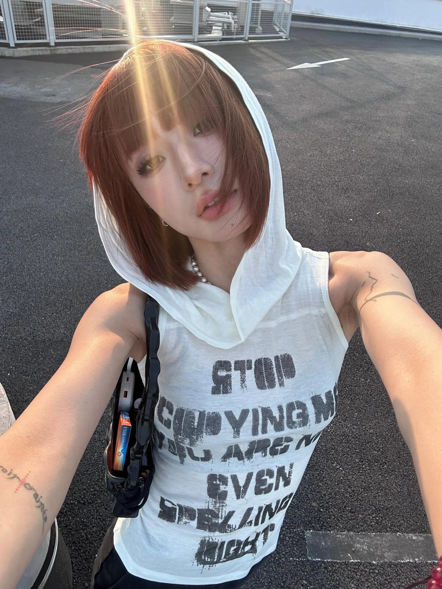 Chic Dollette Vintage Print Letter Tank Top Ärmellos Mit Kapuze Retro Crop Top Streetwear 2000er Japanisches Sommer Tank E Girls