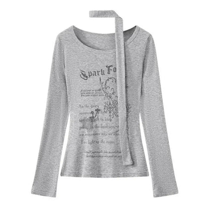 Schickes Dollette Hotsweet Print Grafik T-Shirts Mit Stap Jugendlicher Frauen Kleidung Langarm 2000er Kleidung T-Shirts Weibliche Kleidung
