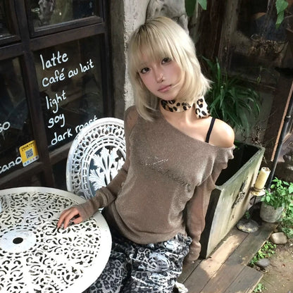 Schickes Dollette Grunge Mesh Top Japanisch 2000er Langarm-T-Shirt Durchsichtig Vintage-Print Grafik-Top Streetwear