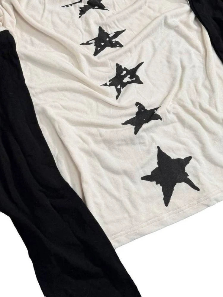 Chic Dollette Punk Letter Print T-Shirt Harajuku Women Men Patchwork Vintage Top Y2k Aesthetic Grunge Loose Tshirts
