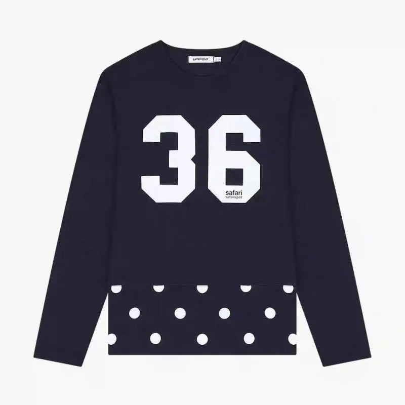 Schicke Dollette Streetwear Patchwork Tupfen Grafik T-Shirts Damen Kleidung Langarm Korean Fashion Tees Weibliche Kleidung 2000er Jahre Chic