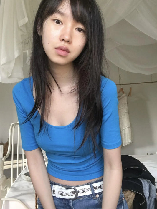 Chic Dollette Y2k Japanese T-shirt Women Short Sleeve Slim Crop Tops Streetwear Vintage Tops American Retro Tshirts E-girls Summer