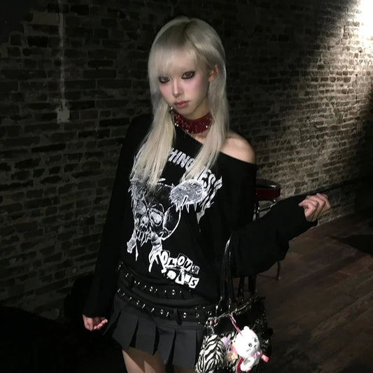 Chic Dollette Trashy Skull Long Sleeve Top