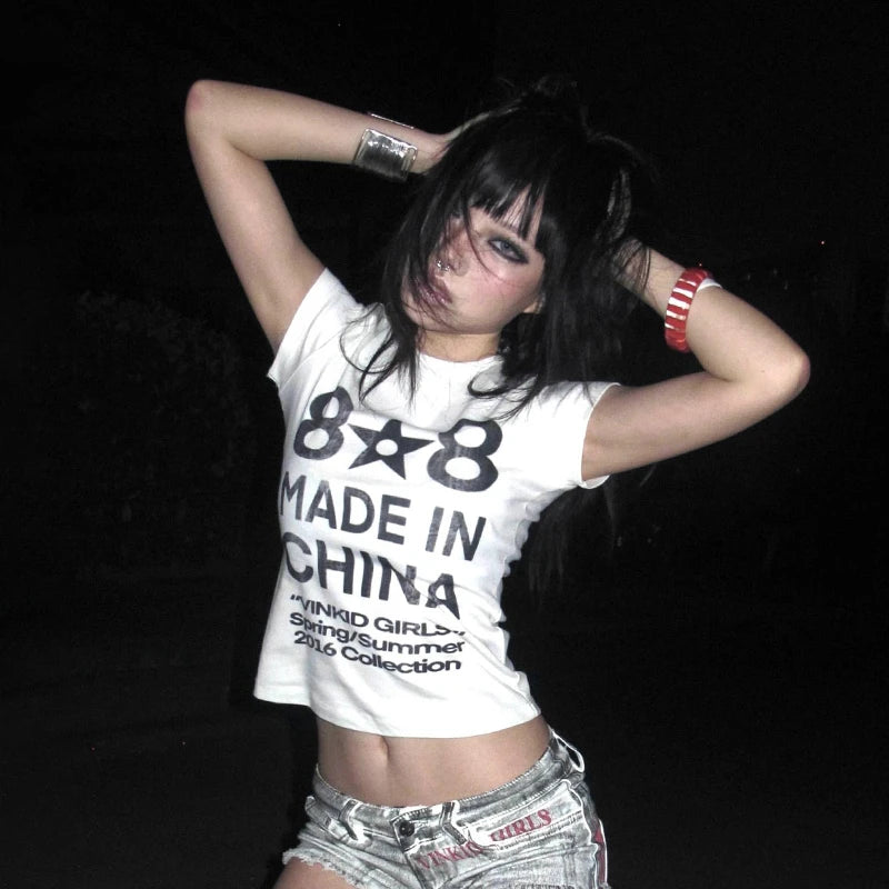 Chic Dollette Emo Short Sleeve Crop Top